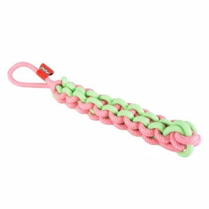Coockoo Hondenspeeltje met gevlochten touw TWISTING TUGGER Groen/roze
