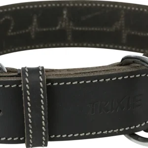 Trixie Halsband Hond Rustic Vetleer Heartbeat Zwart