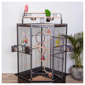 Keddoc papegaaienkooi Louisiana Donkergrijs 92x81,5x156 cm papegaaienkooi