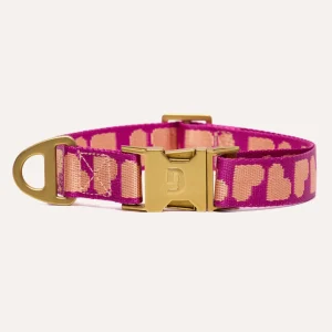 DOGGUO Halsband - hart print - magenta/abrikoos