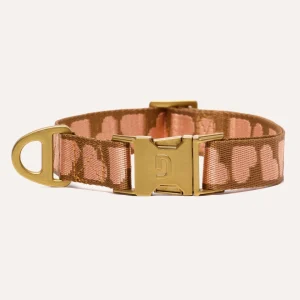 DOGGUO Halsband - hart print - bruin/abrikoos