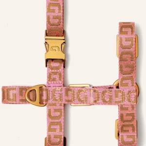 DOGGUO hondentuig - DG print - roze/mokka