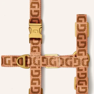 DOGGUO hondentuig - DG print - abrikoos/bruin