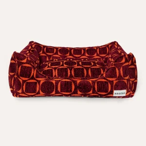 Dogguo hondenmand retro print bordeaux oranje