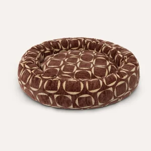Dogguo donut hondenmand retro print bruin geel