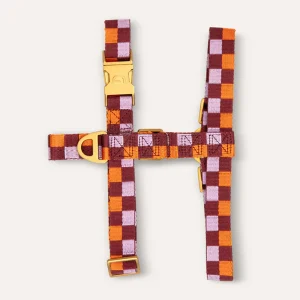 DOGGUO hondentuig - blok print - bordeaux/oranje